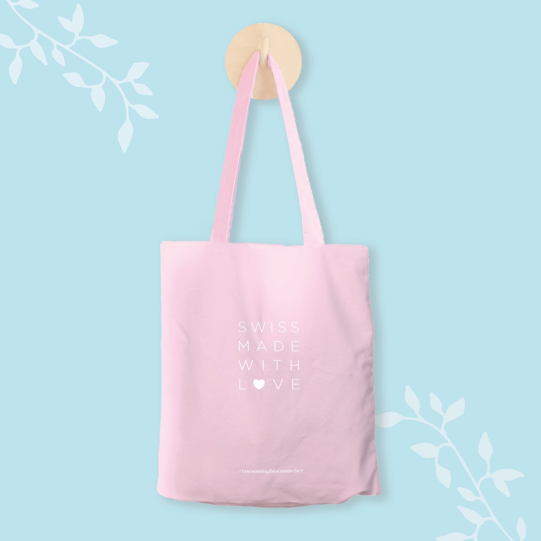 Tote bag Cocooning rose en...