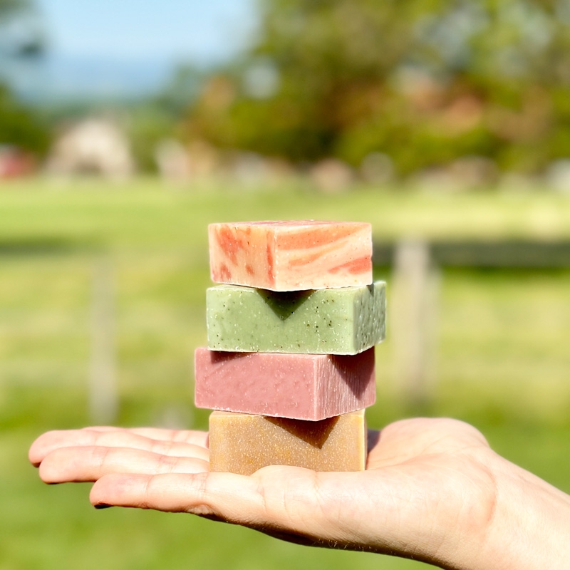 Orange box of 4 small soaps