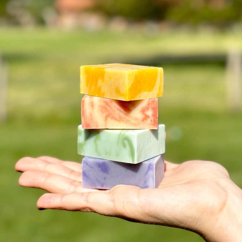 Blue box of 4 small soaps