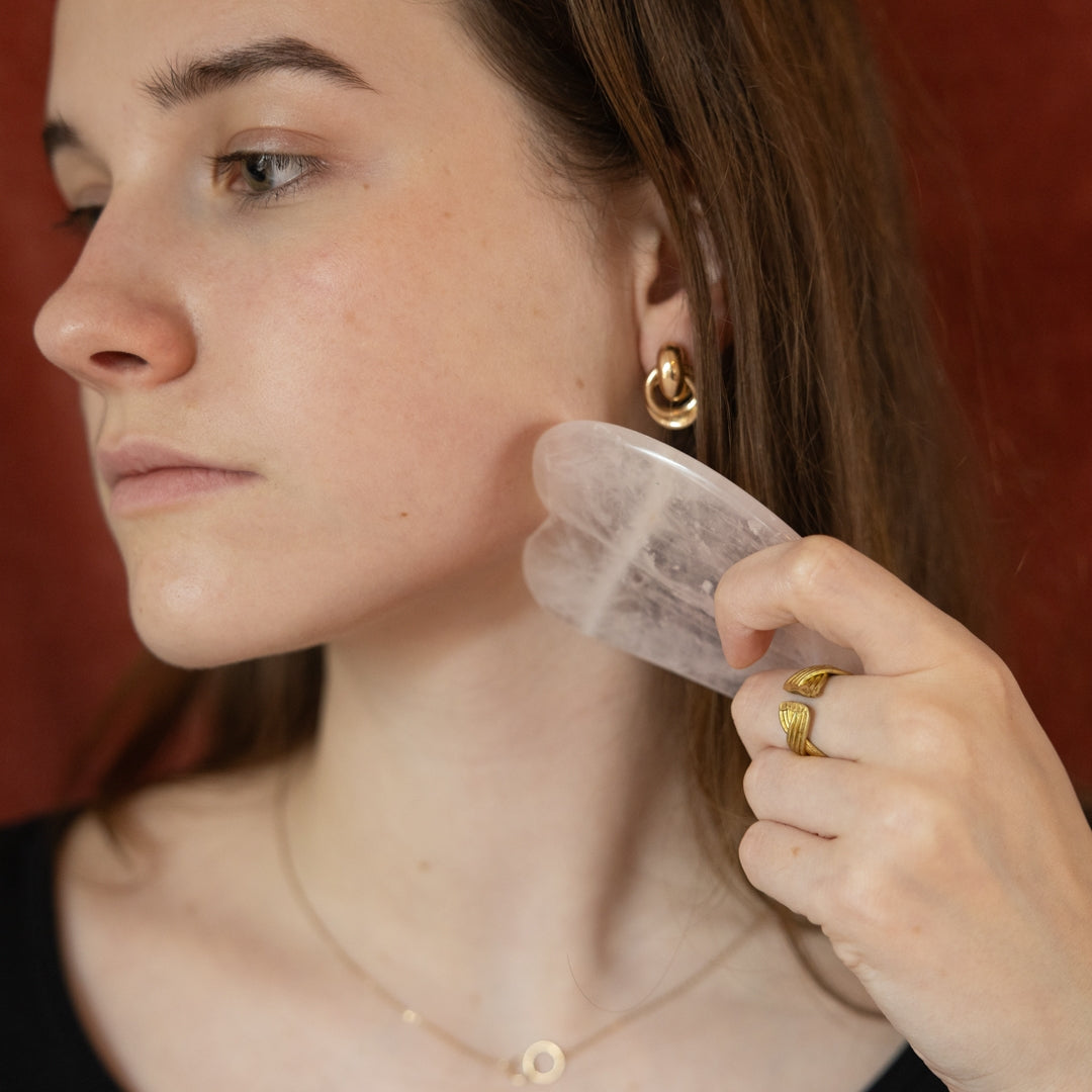Gua sha en Quartz rose
